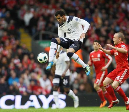 Sandro in action for Spurs in the 2-0 win at Anfield, May 2011