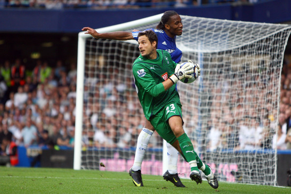Carlo Cudicini in goal for Spurs against Chelsea