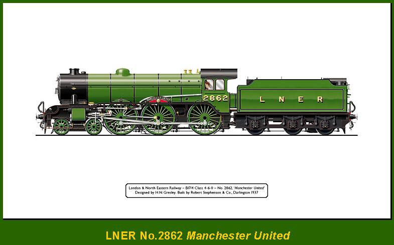 LNER B17/4 2862 "Manchester United" in apple green livery