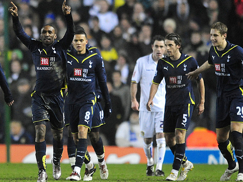 Jermain Defoe celebrates his hat-trick against Leeds United