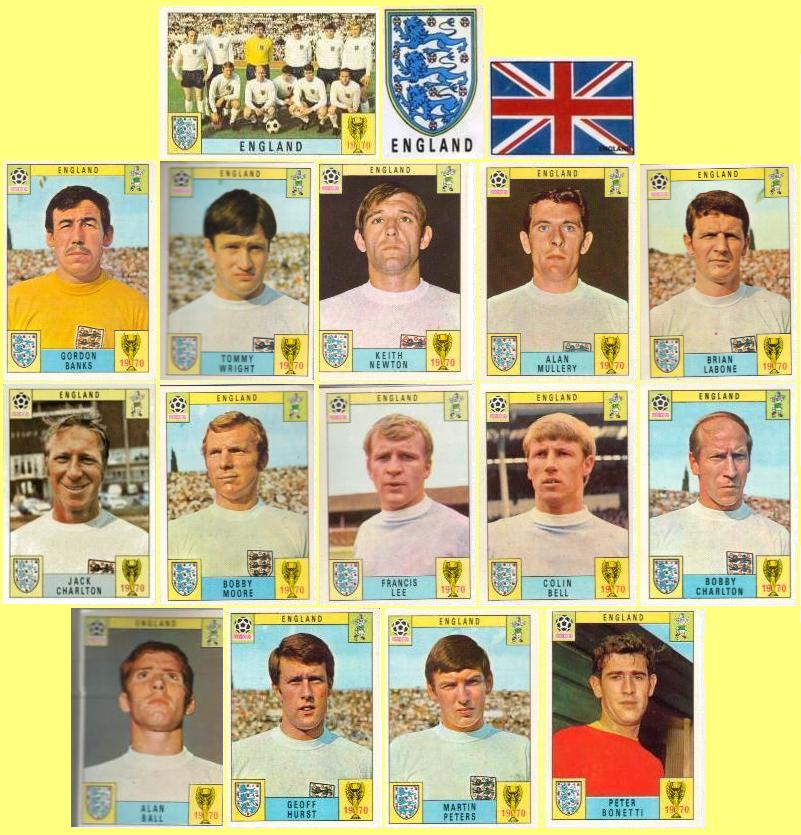 Panini stickers 1970 FIFA World Cup Mexico - England squad