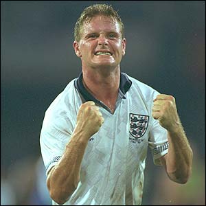 England's Paul Gascoigne at the 1990 World Cup in Italy