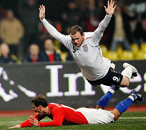 England's Wayne Rooney against Russia