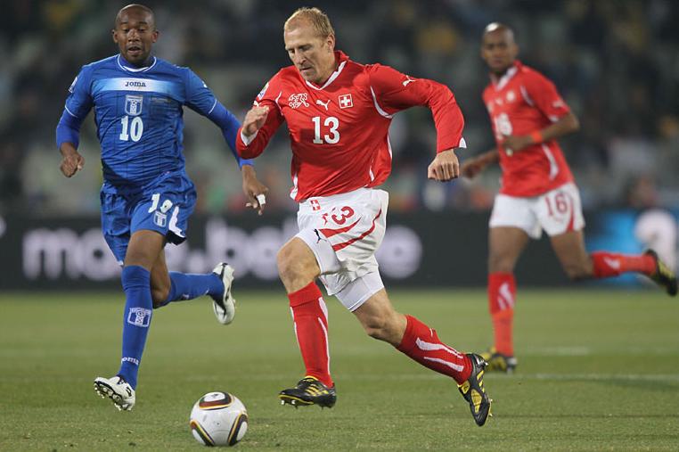 Switzerland's Stephane Grichting against Honduras