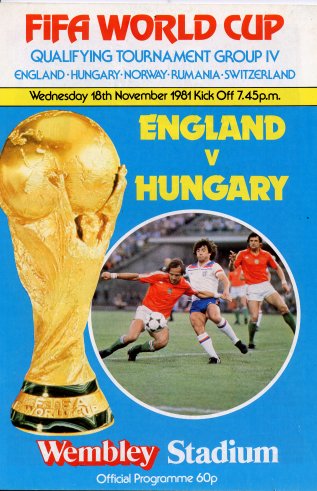 Englan v Hungary, World Cup Qualifier, November 1981