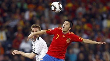Spain's David Villa in Semi Final action against Germany