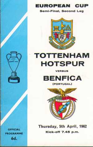 Match Programme from Spurs v Benfica, European Cup Semi-Final 1962