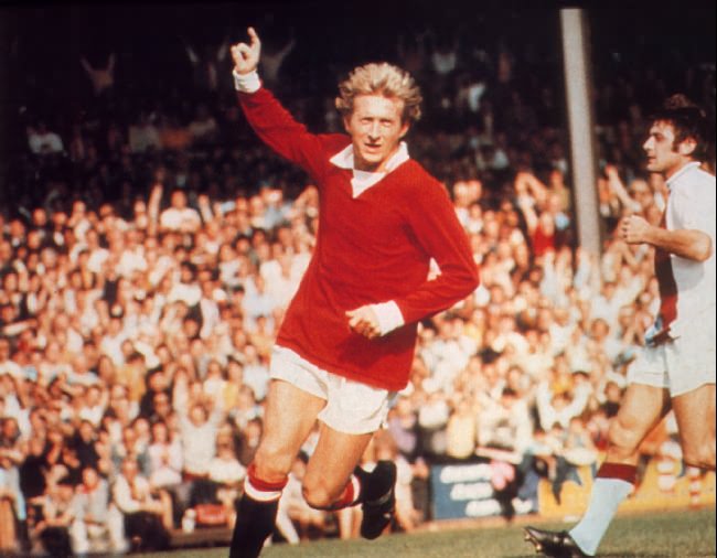 Denis Law playing for Manchester United against Crystal Palace