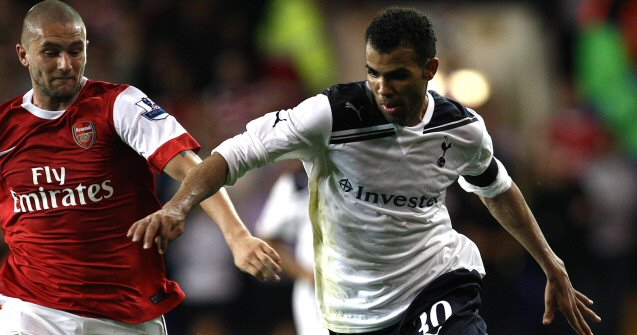 Sandro in League Cup action for Spurs against Arsenal