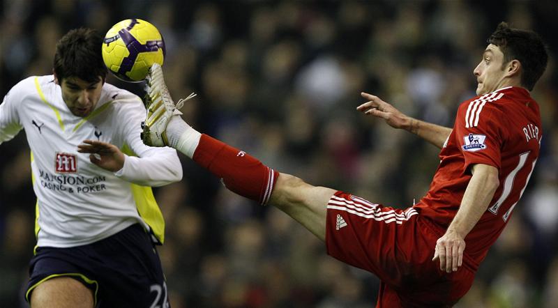 Vedran Corluka in action for Tottenham Hotspur against Liverpool