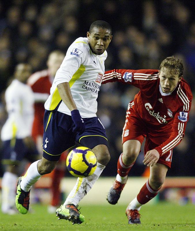 Wilson Palacios in action for Tottenham Hotspur against Liverpool