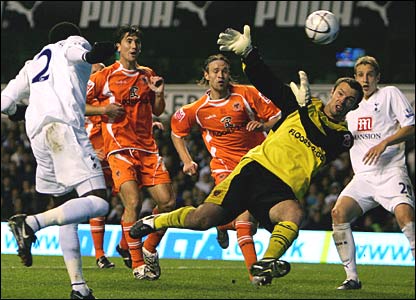 Pascal Chimbonda scores Spurs second goal in the 2-0 win over Blackpool, League Cup October 2007