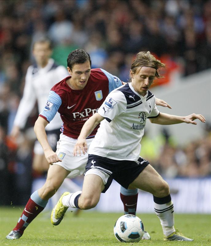 Luka Modric in action for Spurs against Aston Villa, October 2010