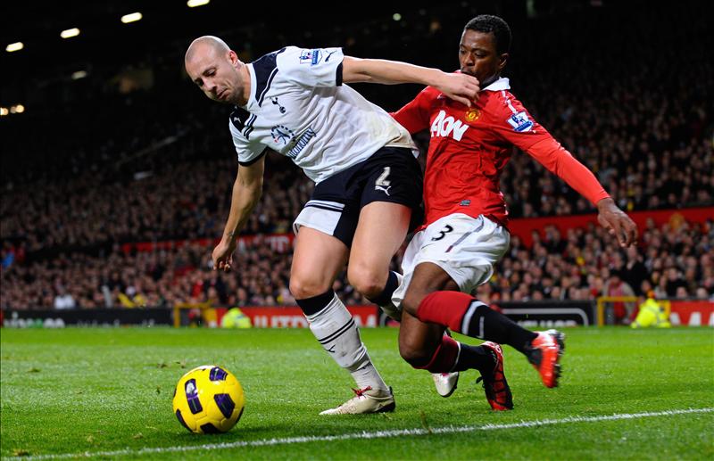 Alan Hutton in action for Spurs against Manchester United