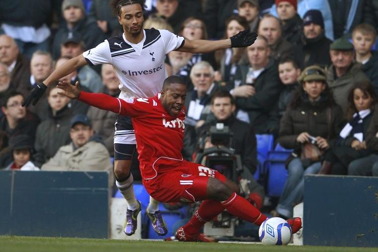 Benoit Assou-Ekotto in action for Tottenham Hotspur against Charlton Athletic, January 2011
