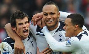 Younes Kaboul after scoring the winning goal for Spurs at Arsenal, November 2010