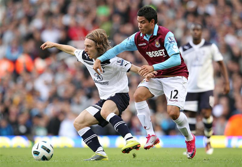 Luka Modric in action for Tottenham Hotspur against West Ham United, September 2010