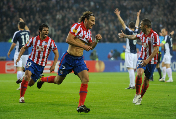 Diego Forlan scores for Atletico Madrid against Fulham in the 2010 UEFA Europa League Final