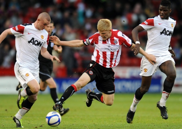 Sheffield United's Elliott Whitehouse in FA Youth Cup 1st Leg action against Manchester United