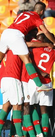 Portugal celebrate Danilo's goal against France
