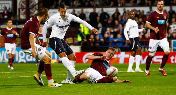 Jake Livermore scores for Spurs against Hearts