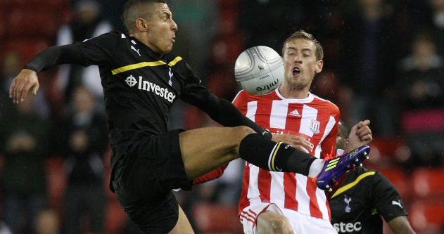 Jake Livermore in action for Tottenham Hotspur against Stoke City, Carling Cup, September 2011