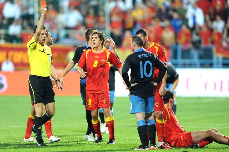 Wayne Rooney is sent off, Montenegro 2-2 England, October 2011