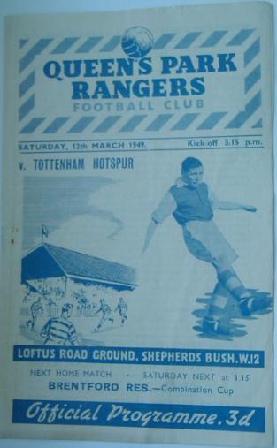 Programme from QPR v Spurs, Division Two, March 1949