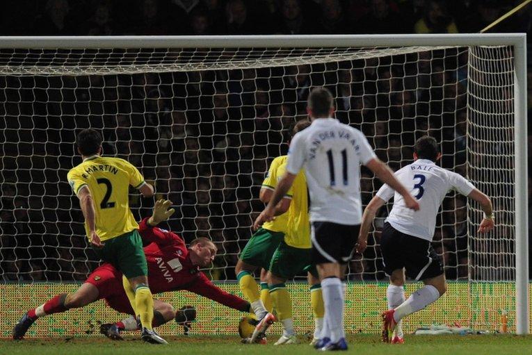 Premier League action between Norwich City & Tottenham Hotspur, December 2011