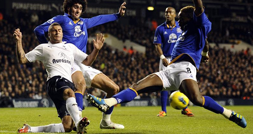 Action from Spurs v Everton, January 2012