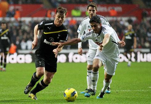Action from Swansea City v Tottenham Hotspur, December 2011
