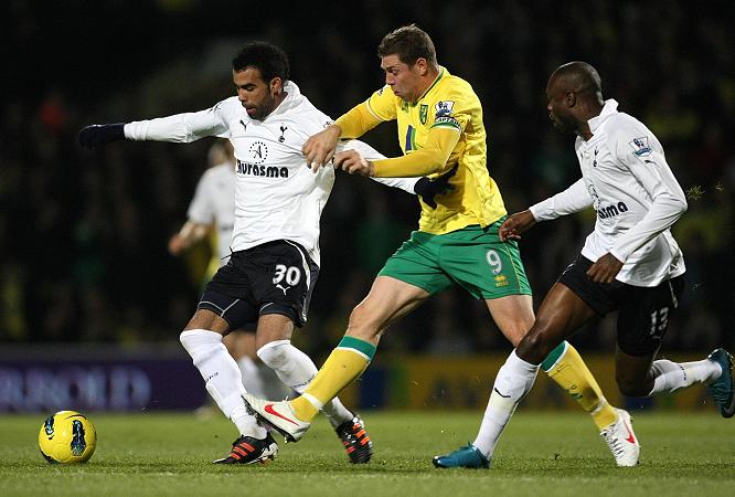 Action from Norwich City v Tottenham Hotspur, December 2011