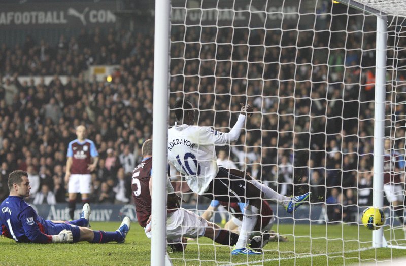 Emmanuel Adebayor scored twice for Spurs in a 2-0 win against Aston Villa, November 2011