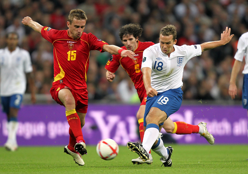 Kevin Davies in action for England against Montenegro