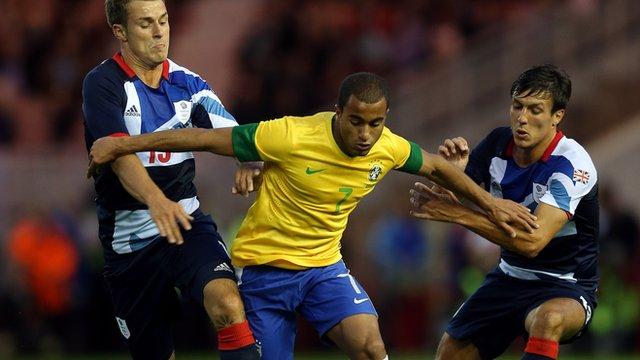Action from Team GB 0-2 Brazil