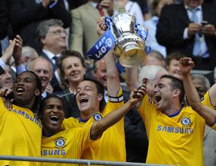 Chelsea celebrate winning the 2008-09 FA Cup Final