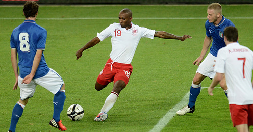 Jermain Defoe scores during England 2-1 Italy in Berne, August 2012