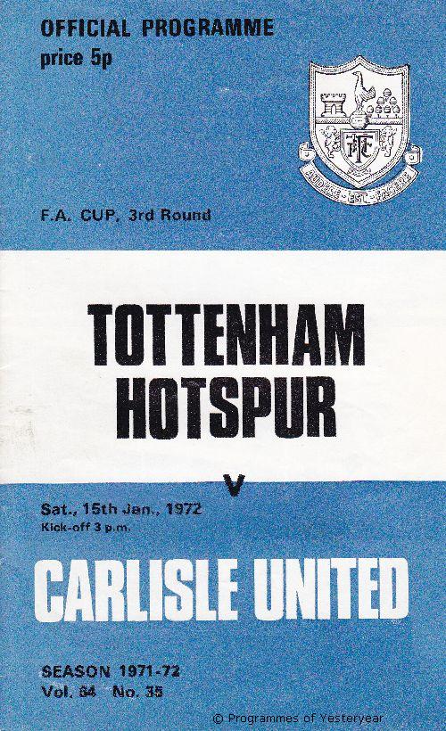 Tottenham Hotspur v Carlisle United, January 1972