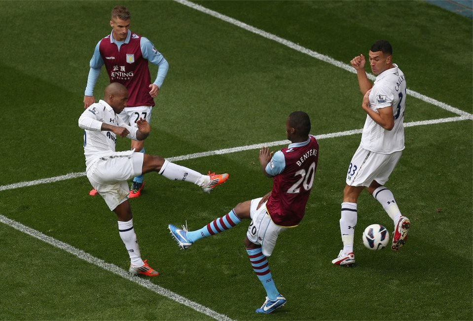 Steven Caulker in action for Tottenham Hotspur against Aston Villa