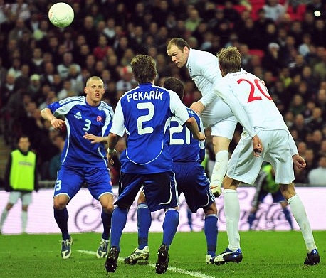 Action from England 4-0 Slovakia, March 2009