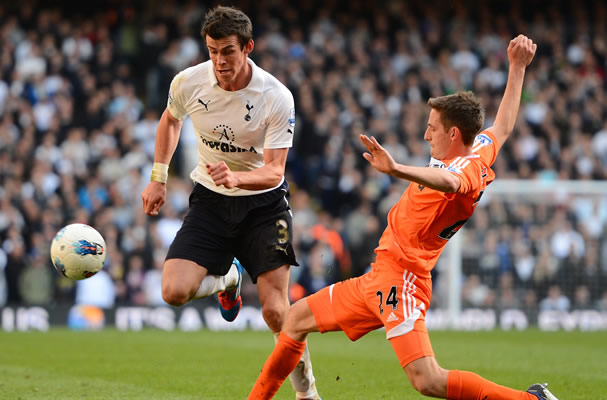 Gareth Bale in action from Tottenham Hotspur 3-0 Swansea City, April 2012