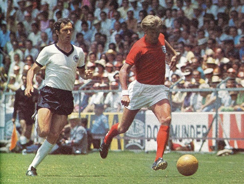 Colin Bell of England and Franz Beckenbaur of West Germany, 1970 World Cup Finals