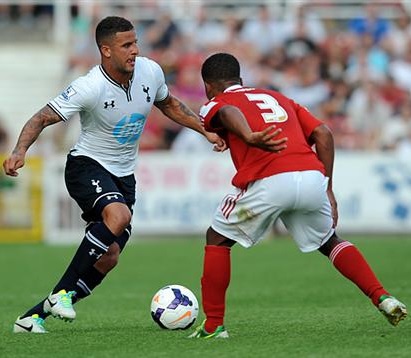 Kyle Walker in action for Spurs at Swindon Town, July 2013
