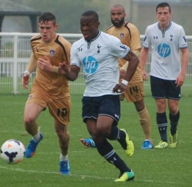 Souleymane Coulibaly in action Spurs XI 3-3 Colchester United, November 2013