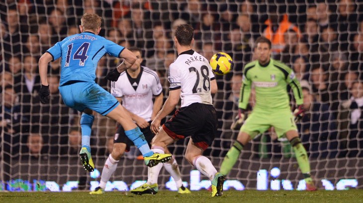 Lewis Holtby scores, Fulham 1-2 Tottenham Hotspur, December 2013