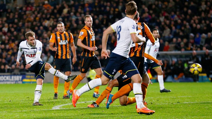 Christian Eriksen scores for Spurs at Hull City, November 2014